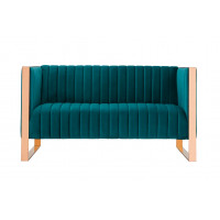 Manhattan Comfort LS016-TL Trillium 57.48 in. Aqua Blue and Rose Gold Velvet 2-Seater Loveseat